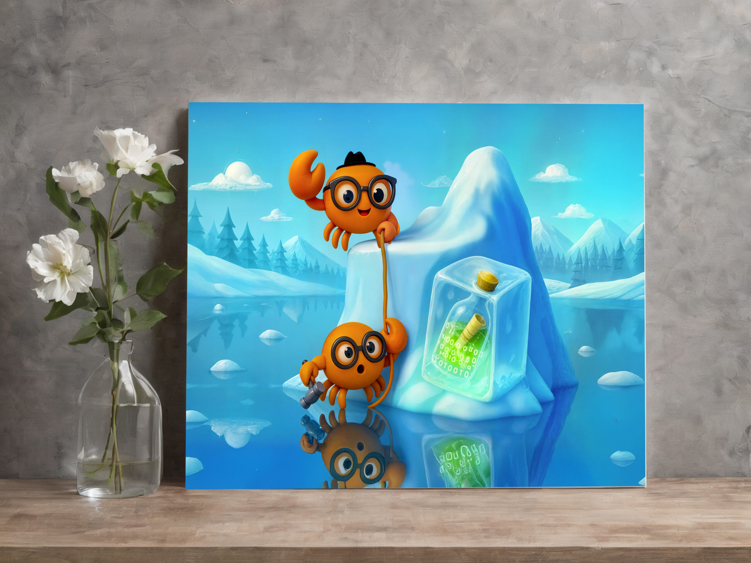 raxxa Canva: Spy Crabs Climbing Iceberg For Secret Message