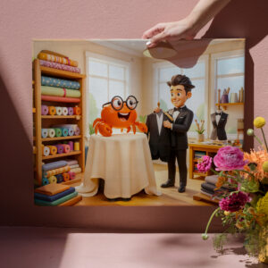 raxxa Canva: Spy Crab Getting Fitted For Tailored Suit