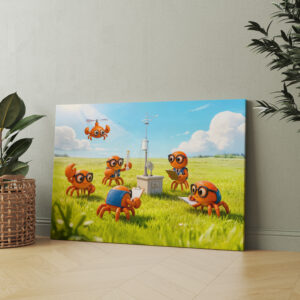 raxxa Canva: Spy Crabs Learning How Weather Station Works