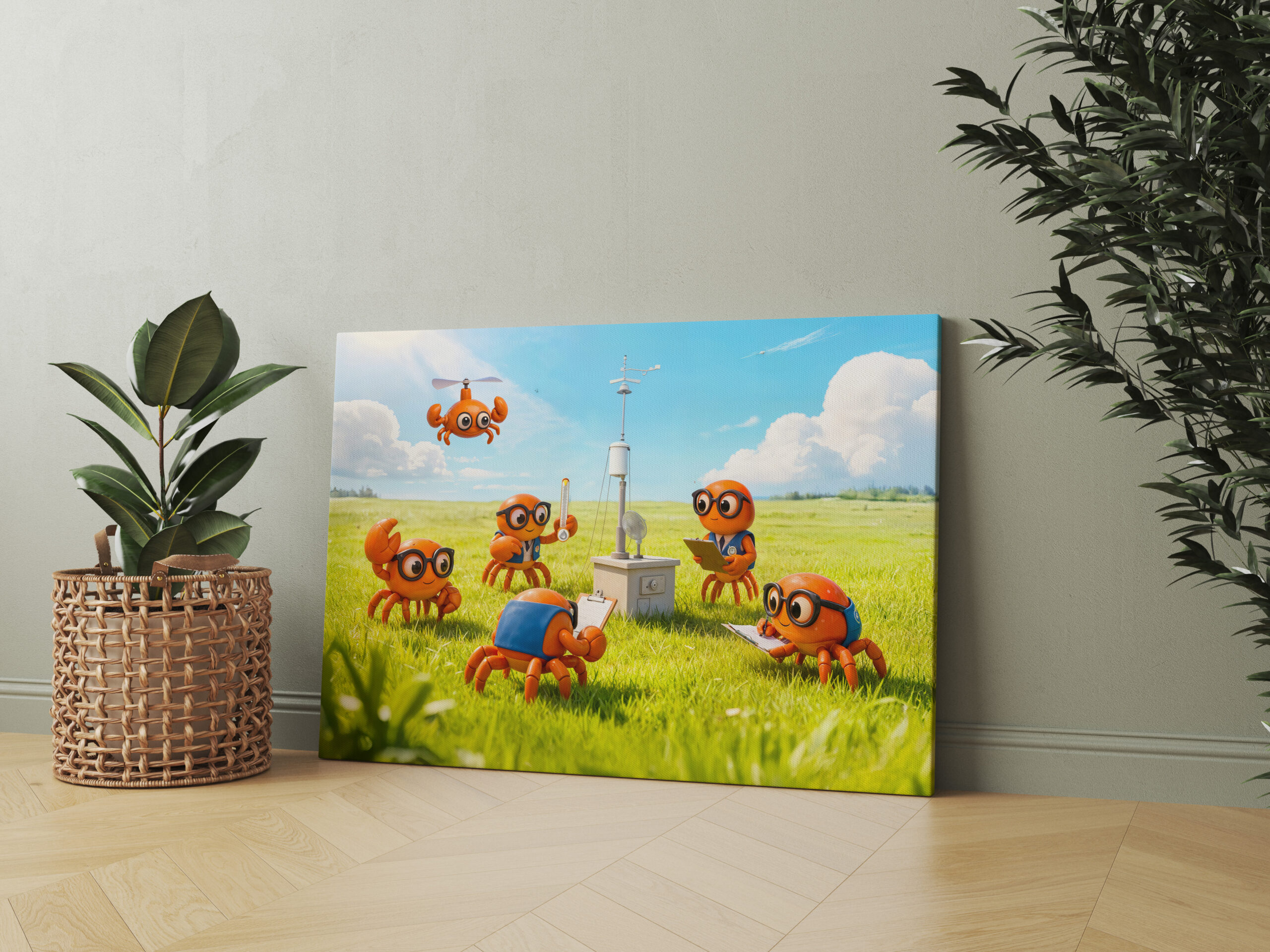 raxxa Canva: Spy Crabs Learning How Weather Station Works