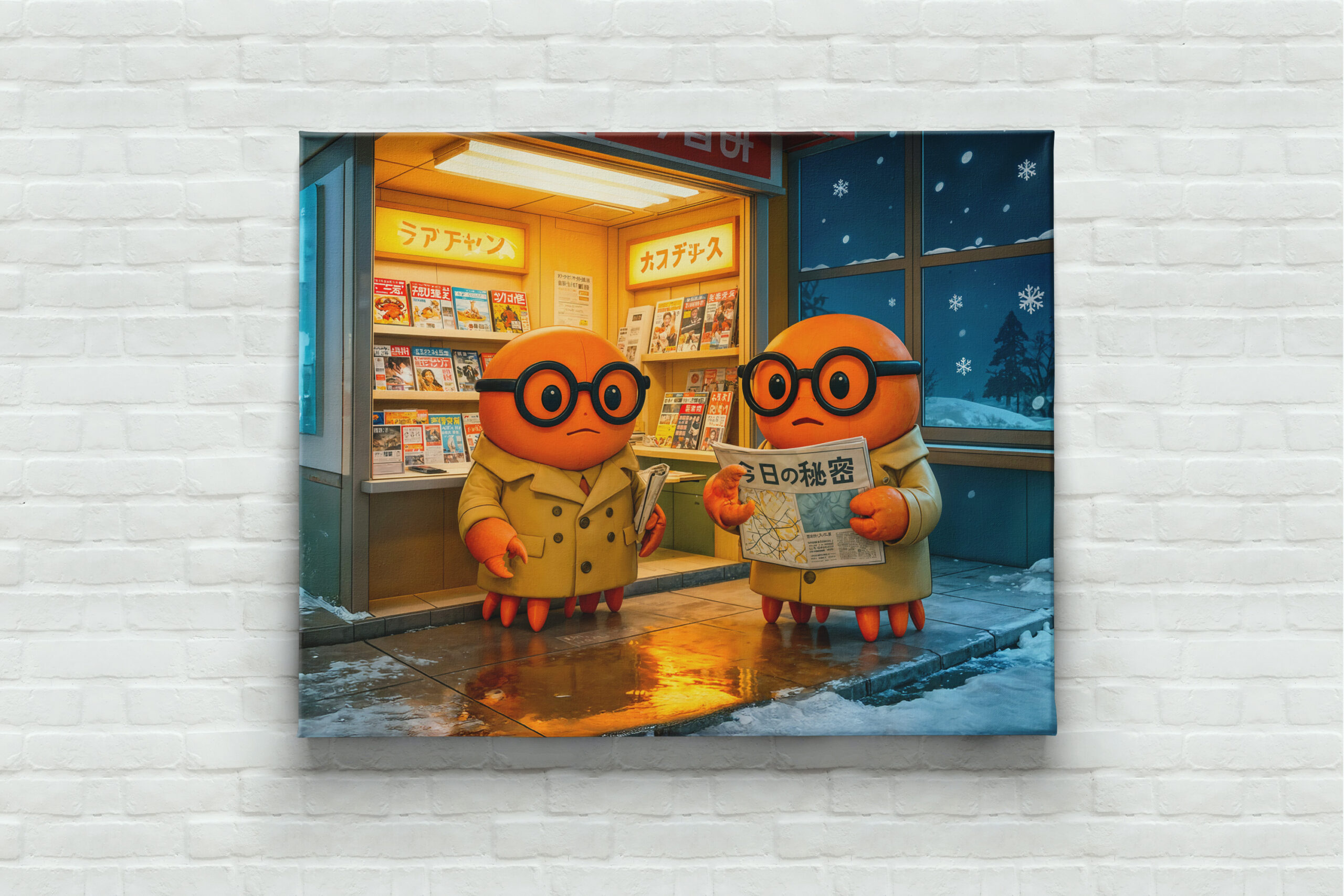 raxxa Canva: Spy Crabs Investigating Colorful Japanese Newsstand Scene – Bild 3