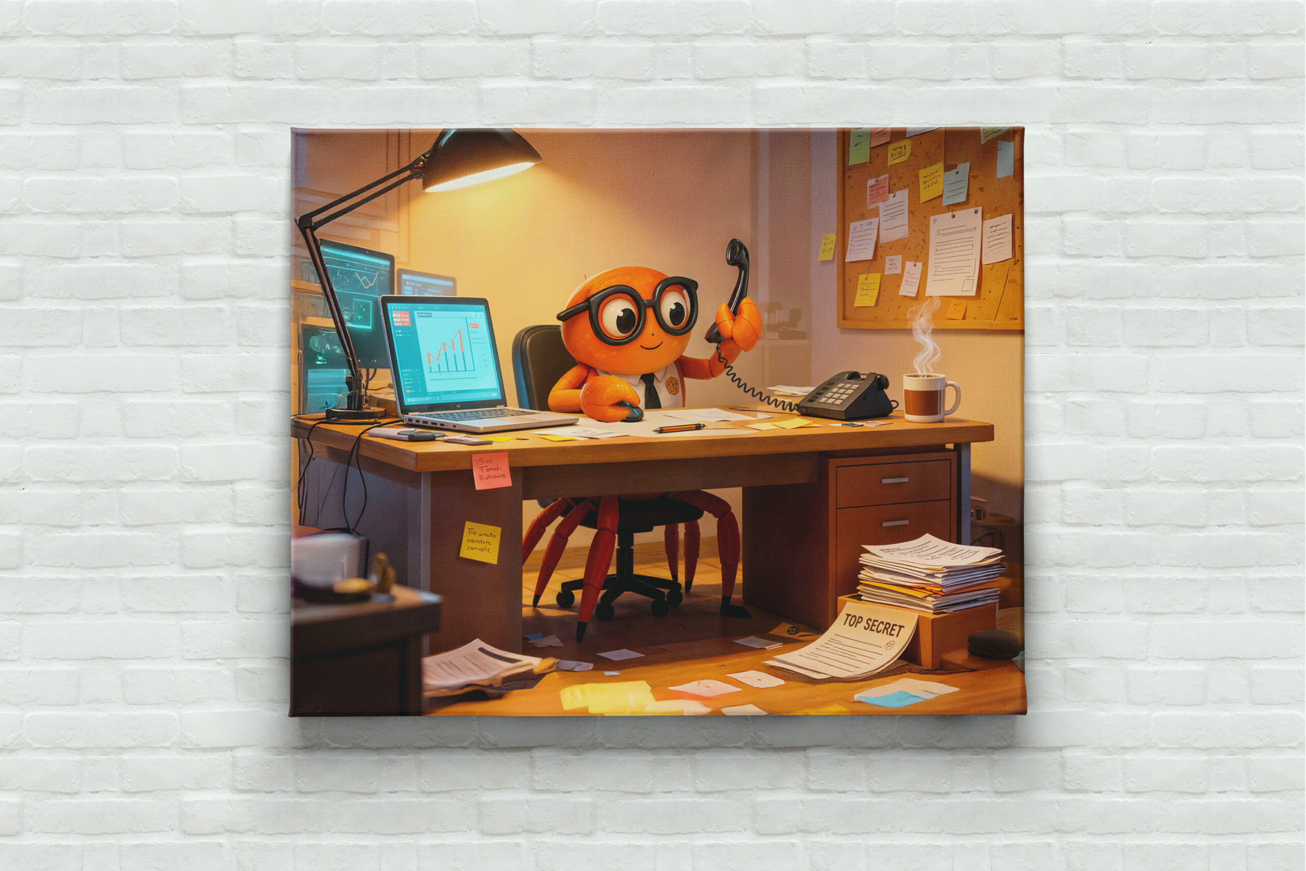 raxxa Canva: Spy Crab Coordinating Mission Work At Desk – Bild 2