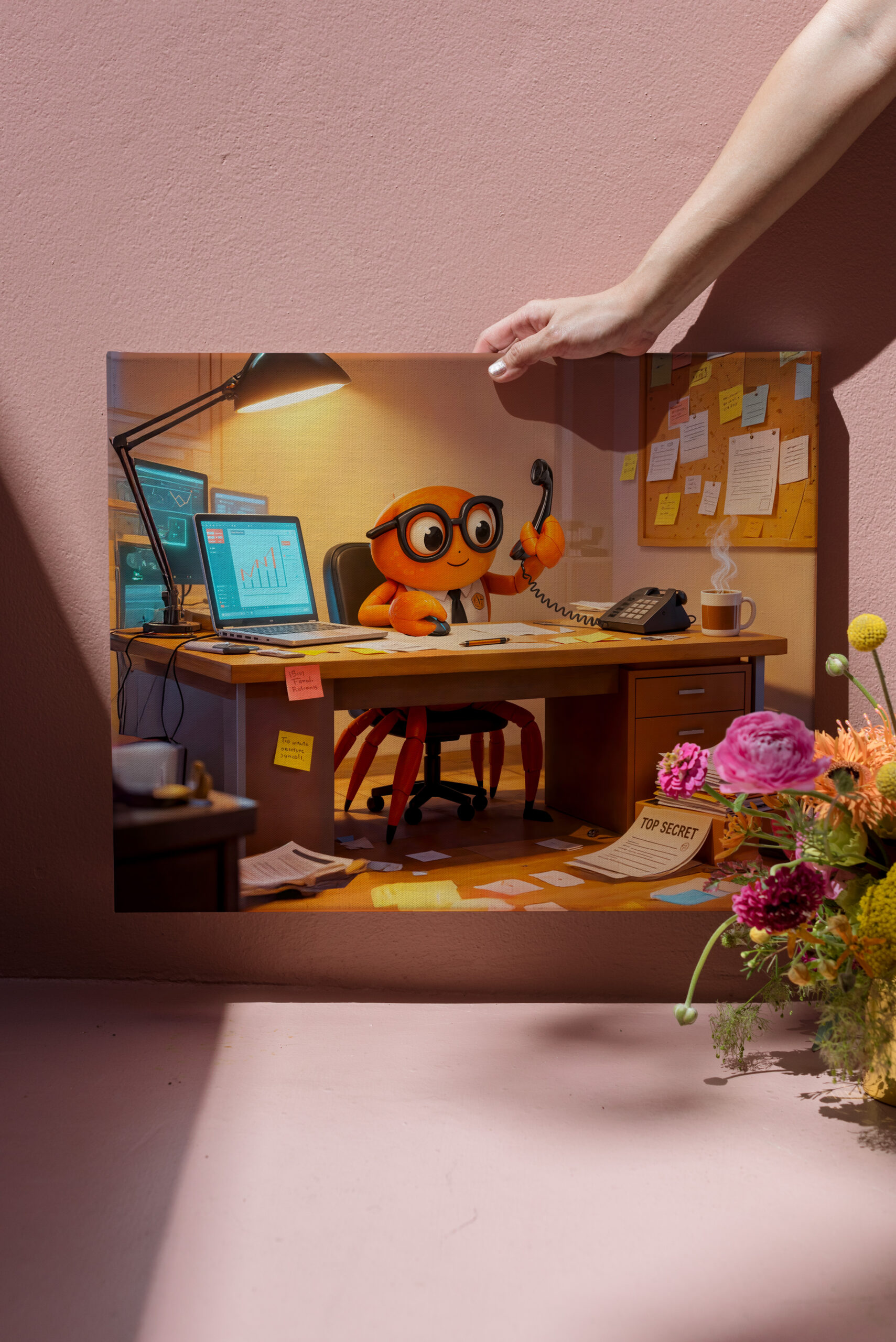 raxxa Canva: Spy Crab Coordinating Mission Work At Desk – Bild 3