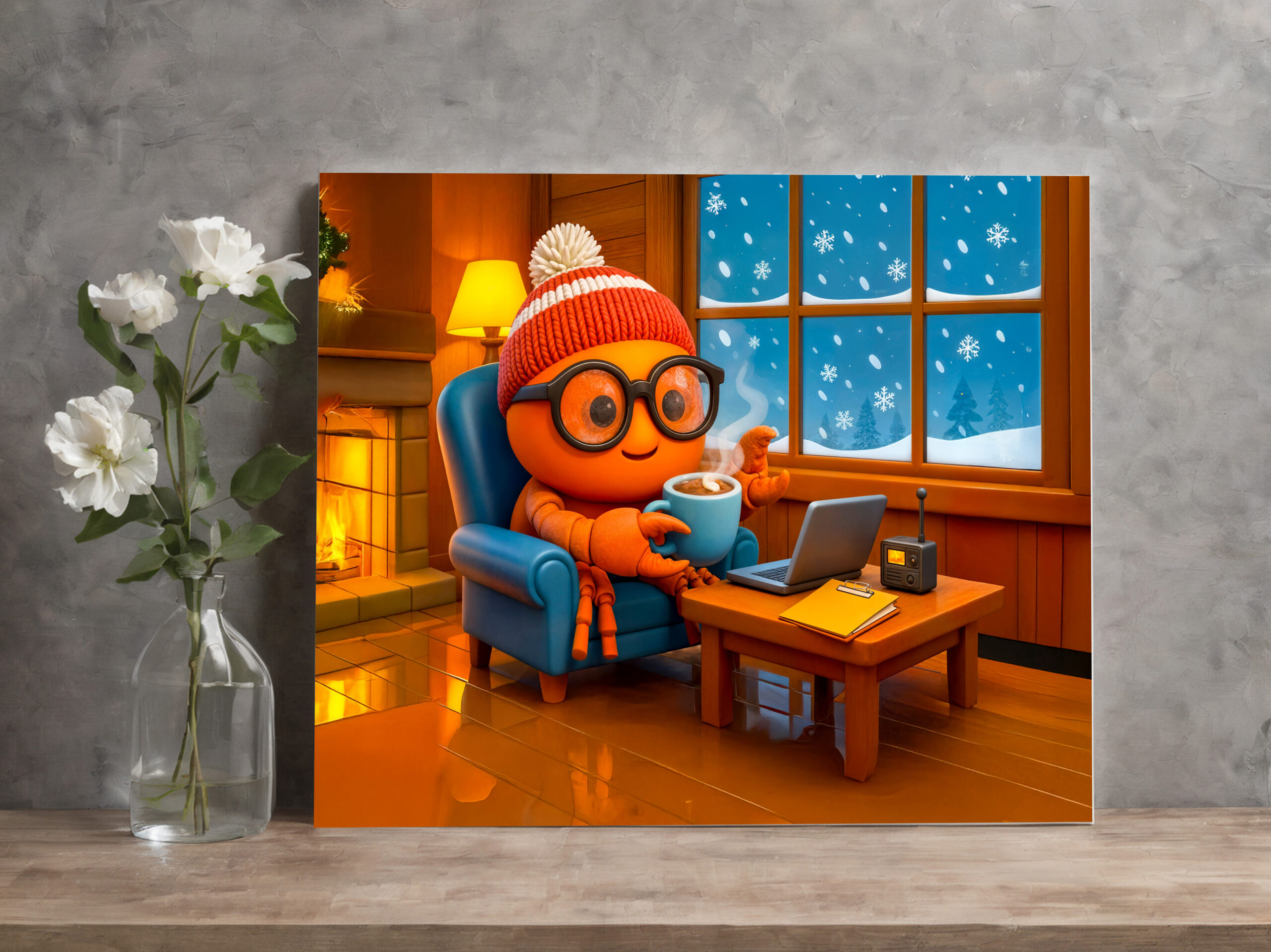raxxa Canva: Spy Crab Working Warm Indoors With Coffee – Bild 2
