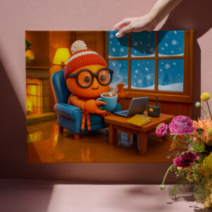 raxxa Canva: Spy Crab Working Warm Indoors With Coffee