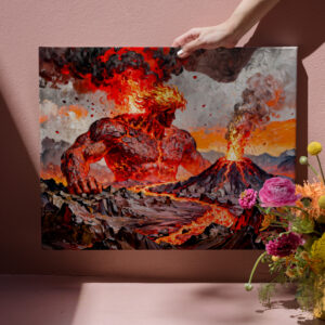 raxxa Canva: Pyrokles Titan of Lava and Volcanic Fire from Greek Mythology