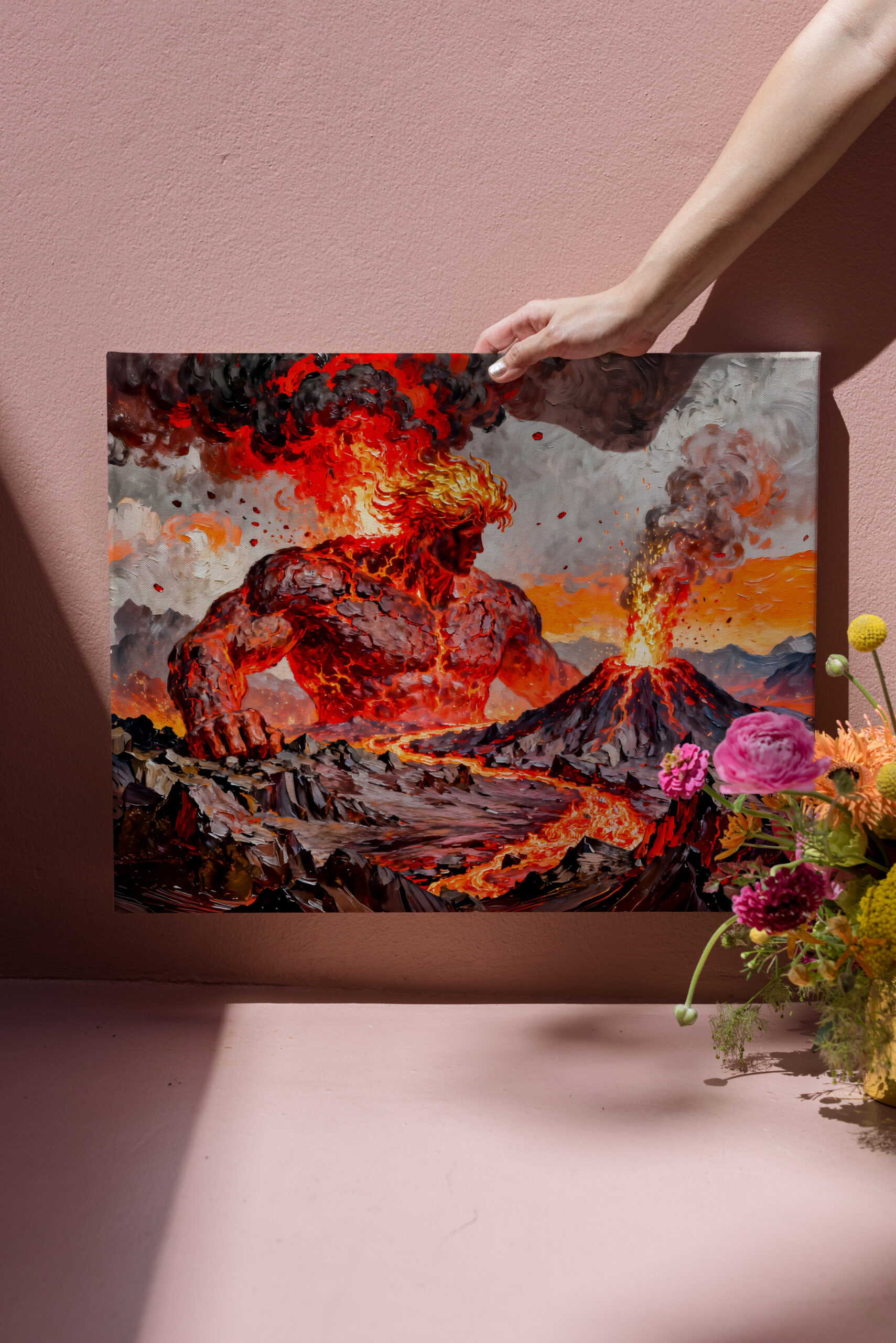 raxxa Canva: Pyrokles Titan of Lava and Volcanic Fire from Greek Mythology