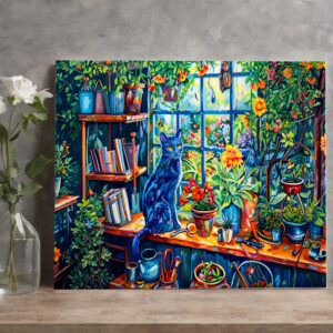 raxxa Canva: Cat sitting on Garden House Windowsill