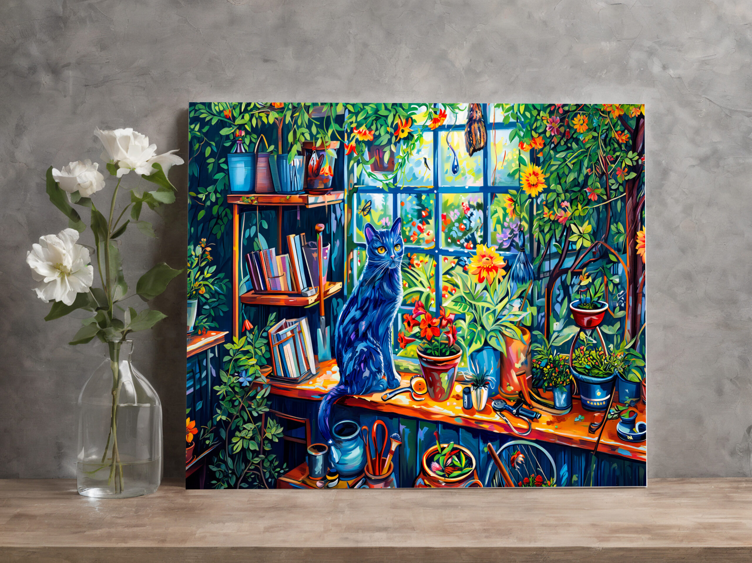 raxxa Canva: Cat sitting on Garden House Windowsill