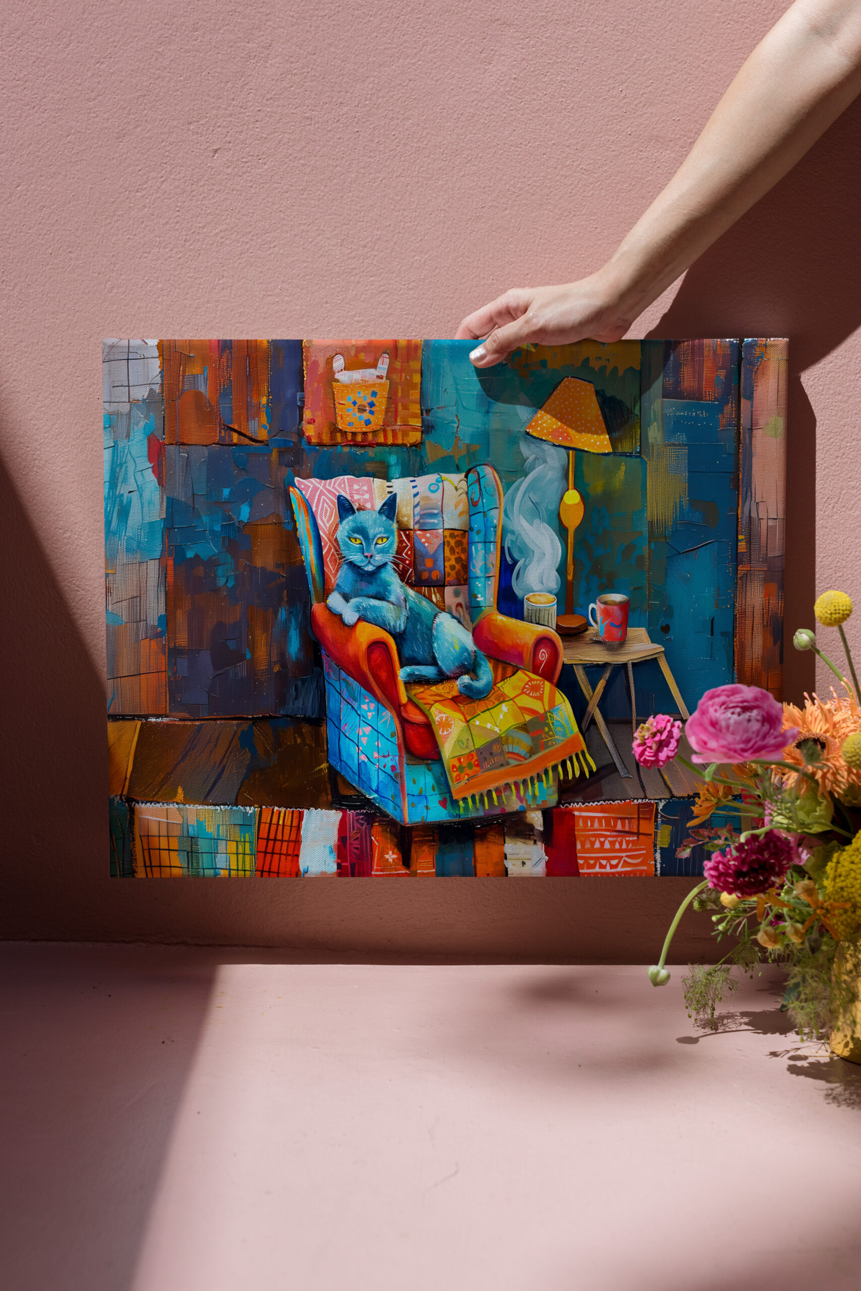 raxxa Canva: Cartoon Cozy Cat in Armchair - Imagen 3
