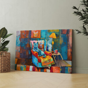 raxxa Canva: Cartoon Cozy Cat in Armchair