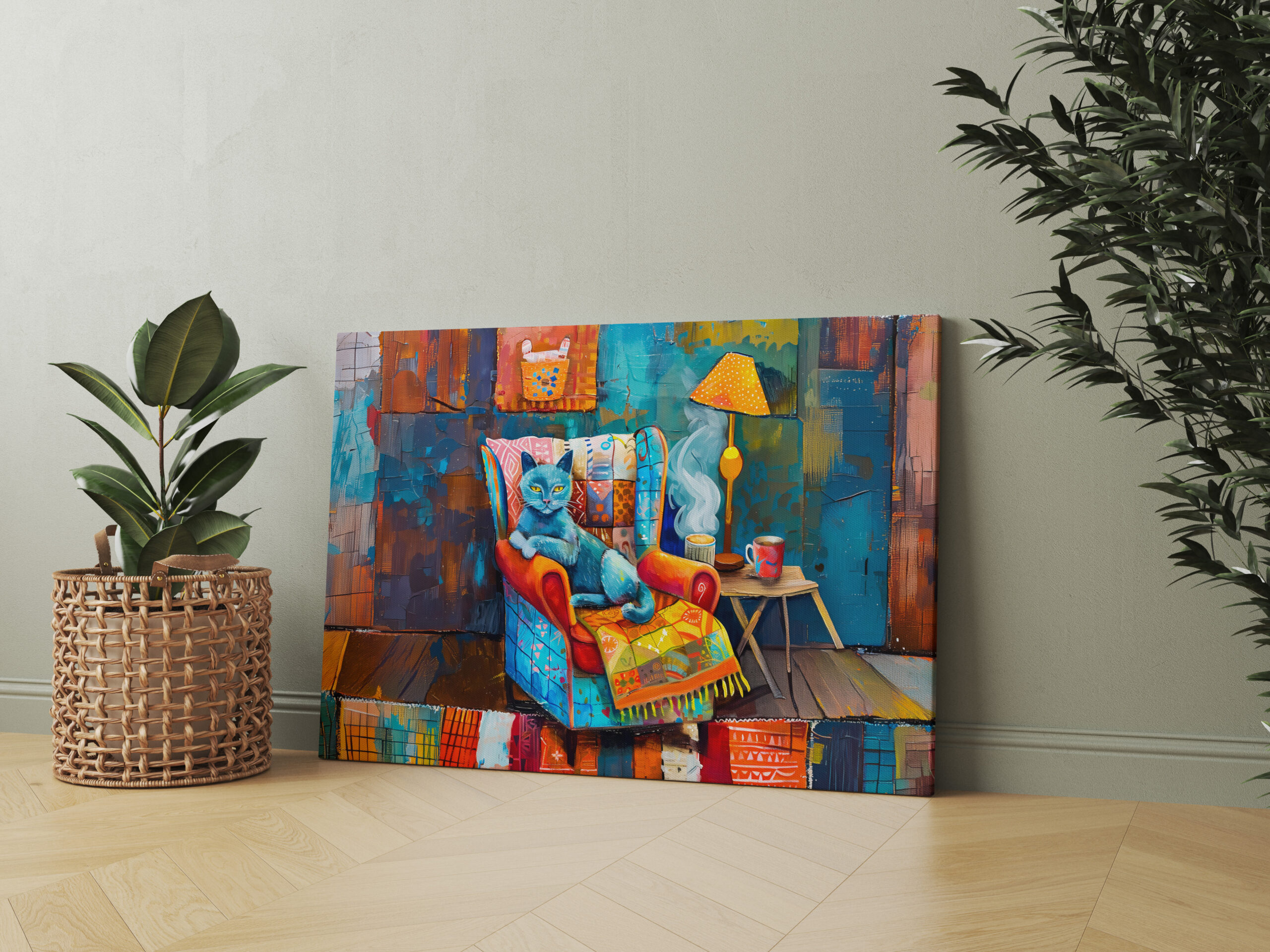 raxxa Canva: Cartoon Cozy Cat in Armchair