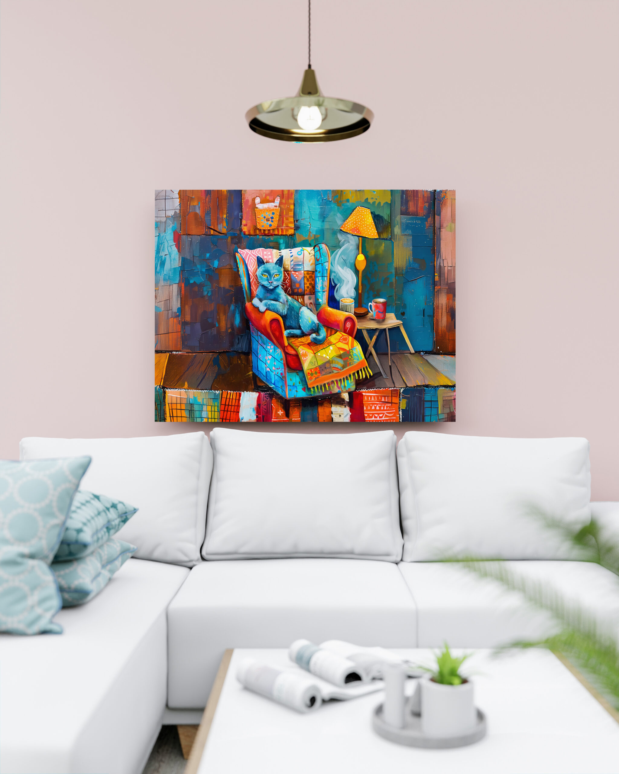 raxxa Canva: Cartoon Cozy Cat in Armchair - Imagen 2