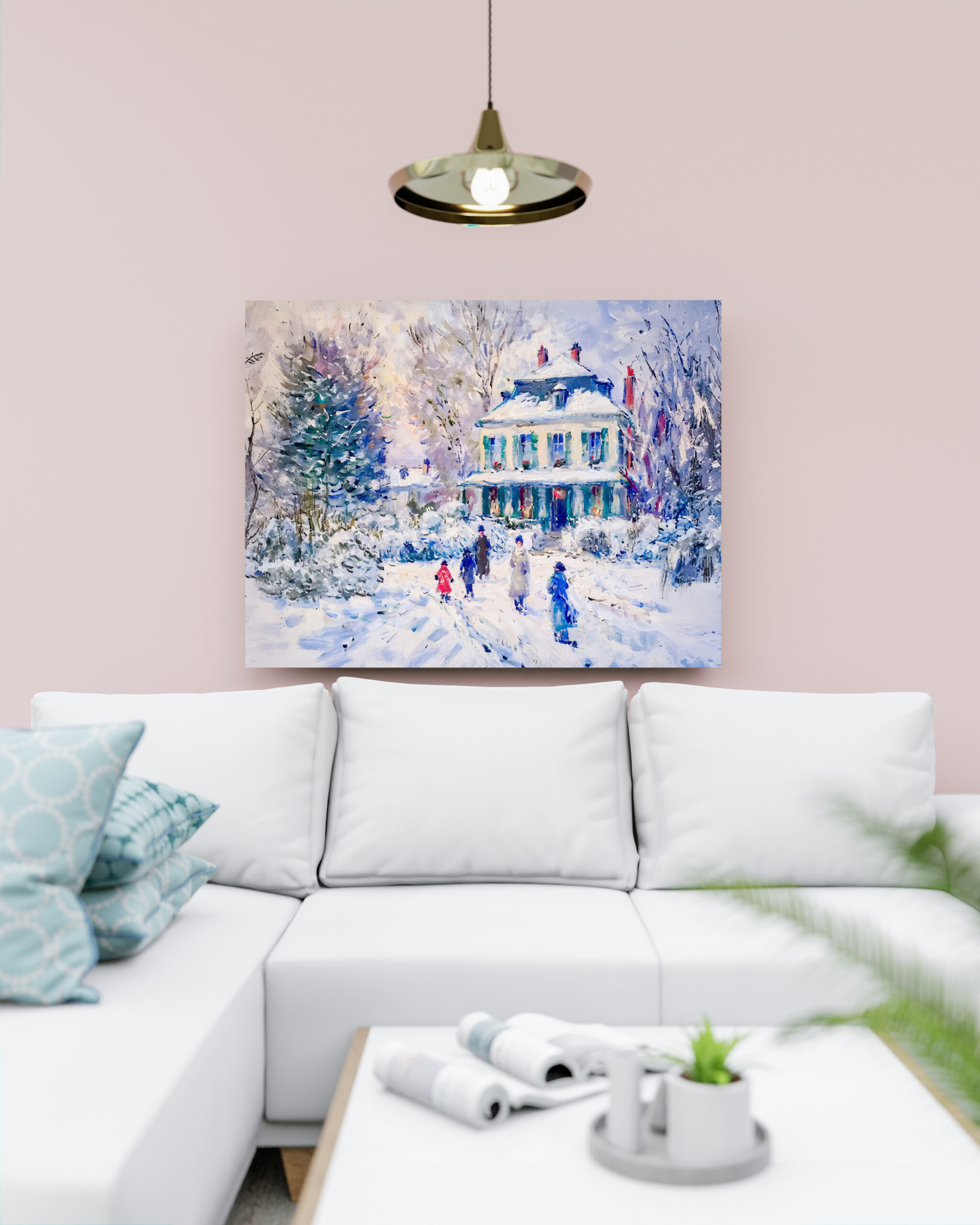 raxxa Canva: Impressionist Garden Art Mug Winter Garden House Scene