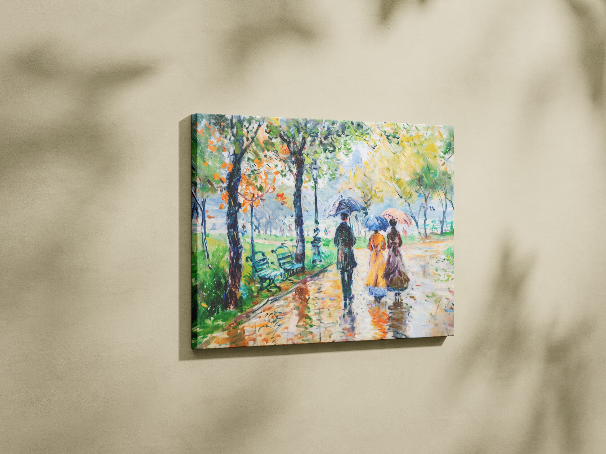 raxxa Canva: Impressionist Garden Art Mug Rainy Park Stroll - Imagen 2