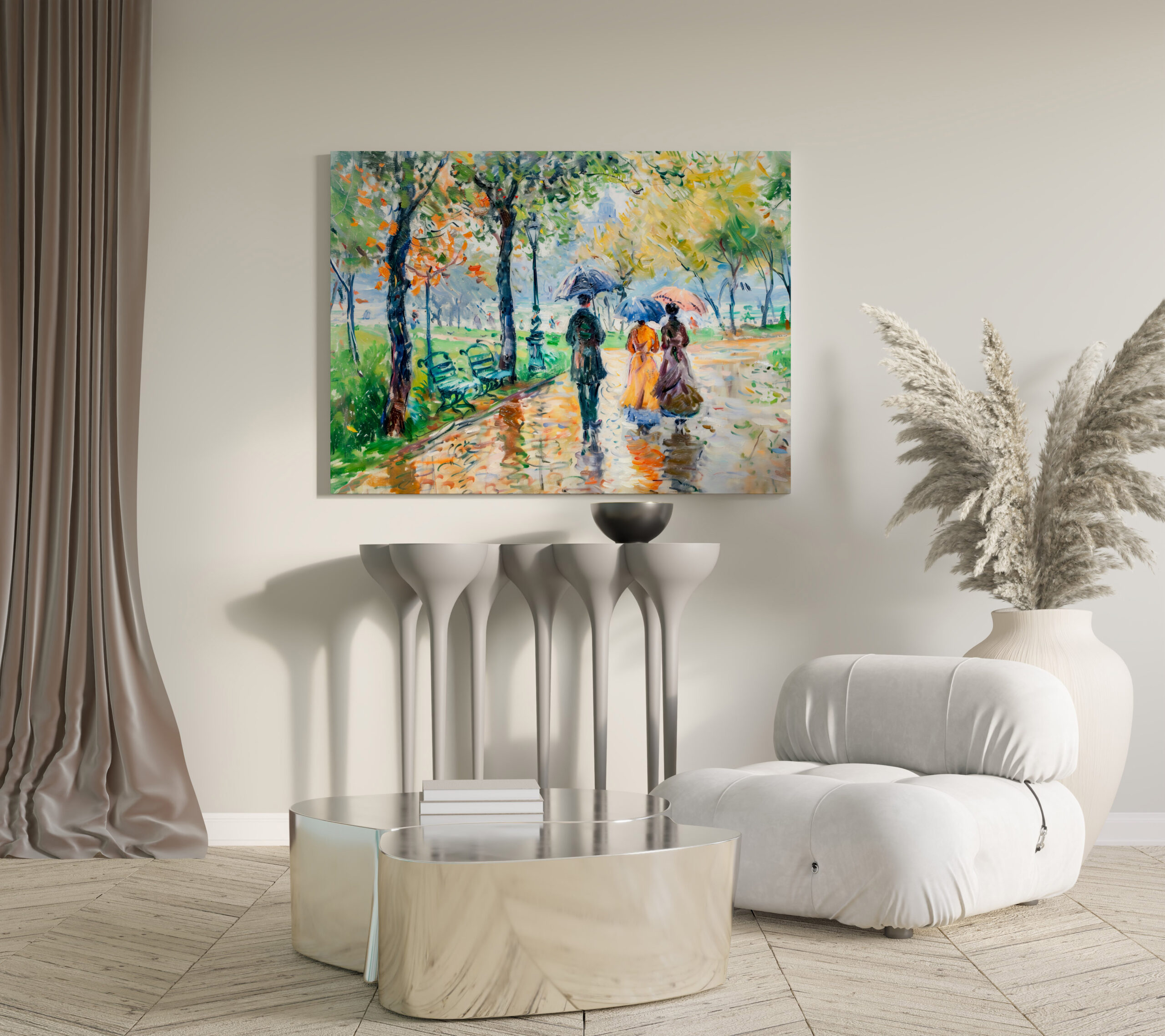 raxxa Canva: Impressionist Garden Art Mug Rainy Park Stroll - Imagen 3