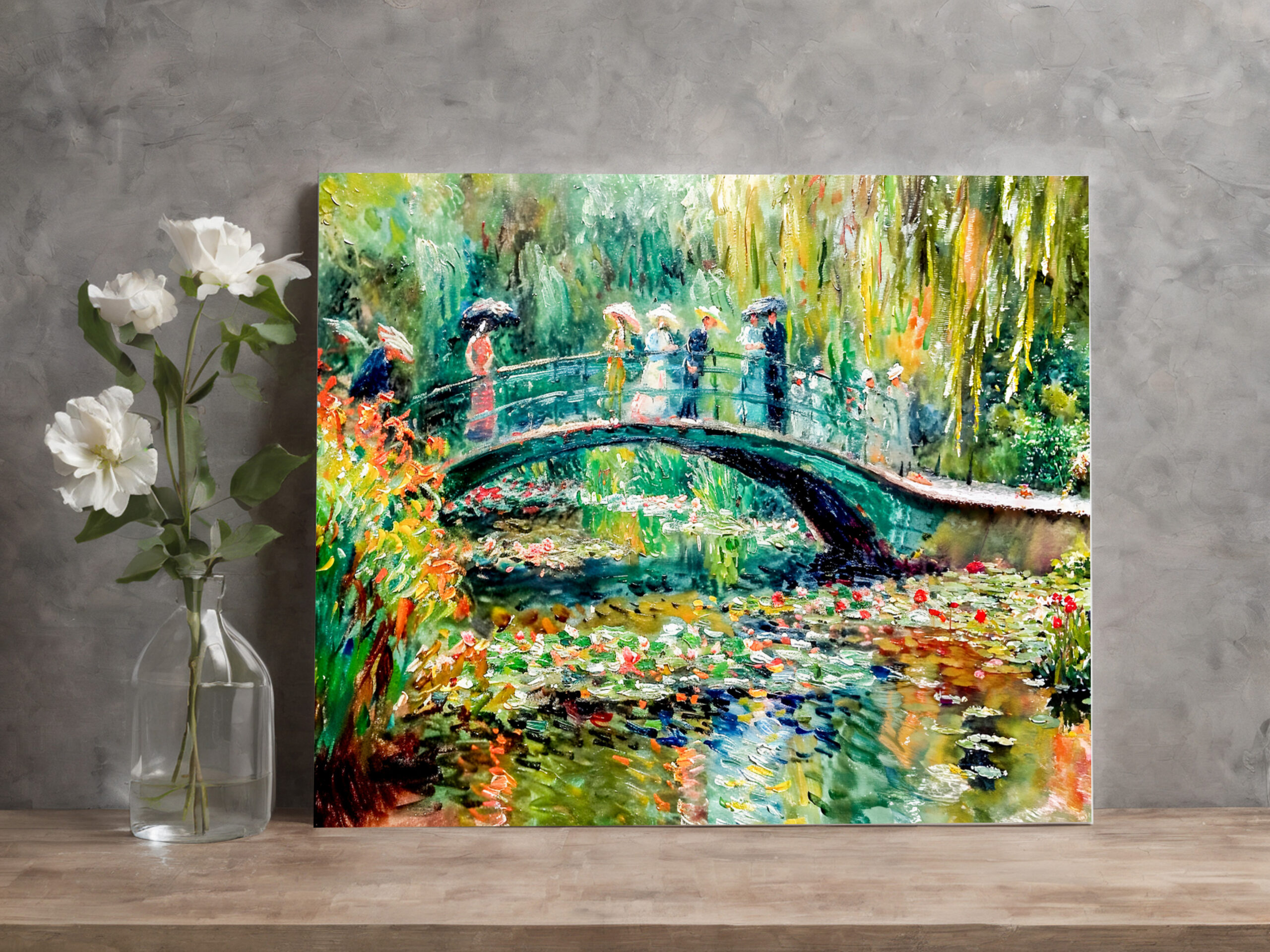 raxxa Canva: Impressionist Garden Art Mug Bridge Over Pond