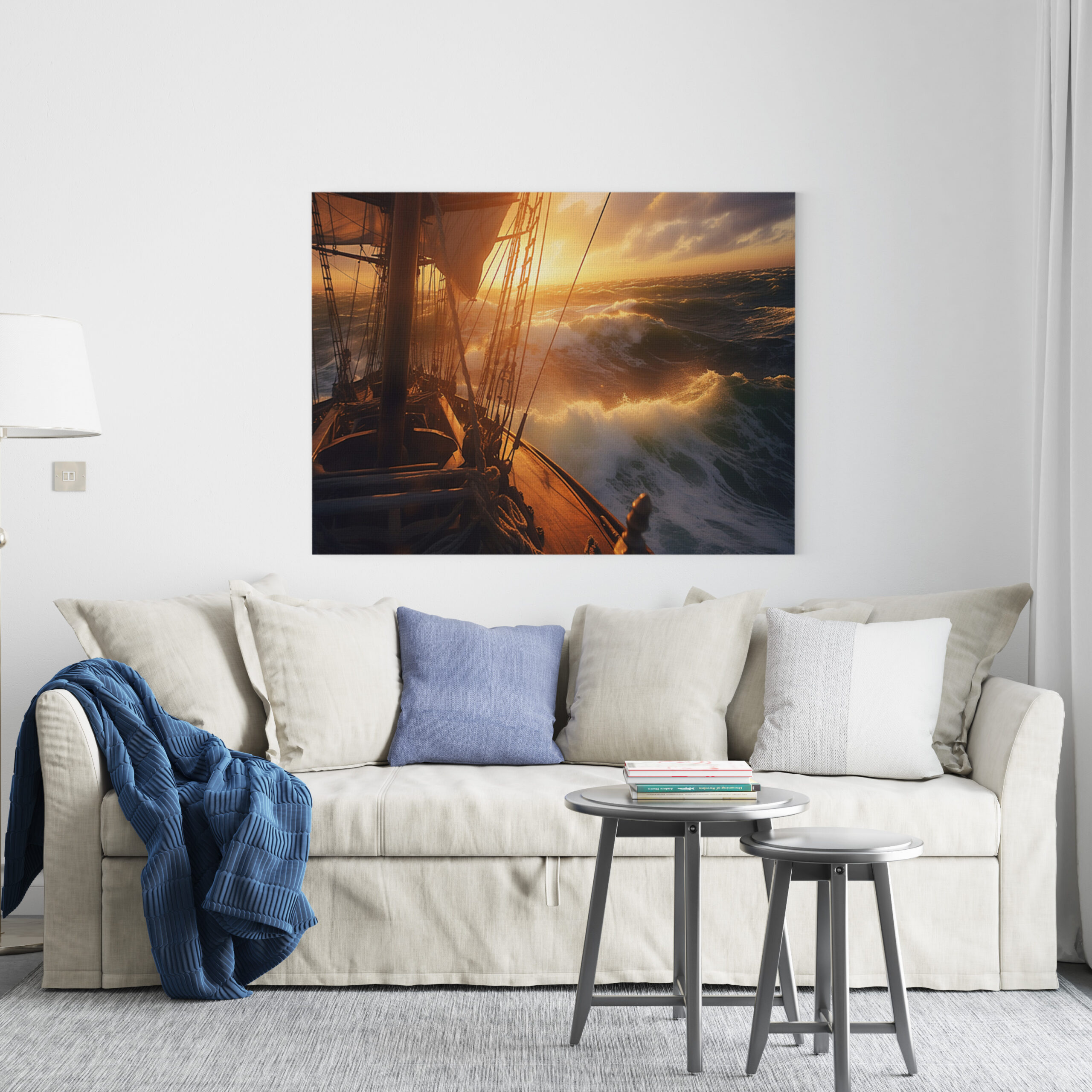 raxxa Canva: Segelschiff im Sonnenuntergang mit hohen Wellen - immagine 2