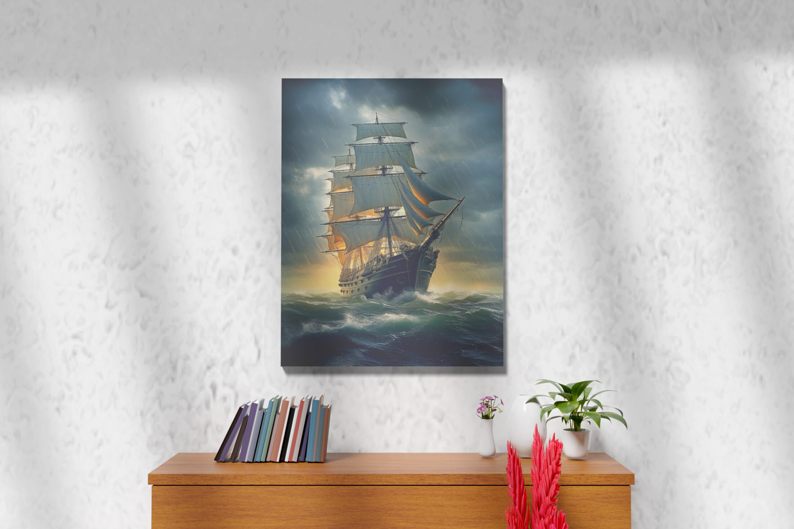 raxxa Canva: Historisches Segelschiff im Gegenlicht
