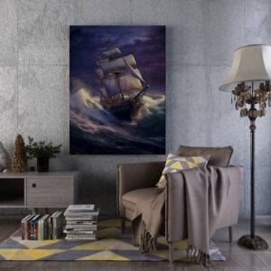 raxxa Canva: Historisches Segelschiff im rauhen Wellen