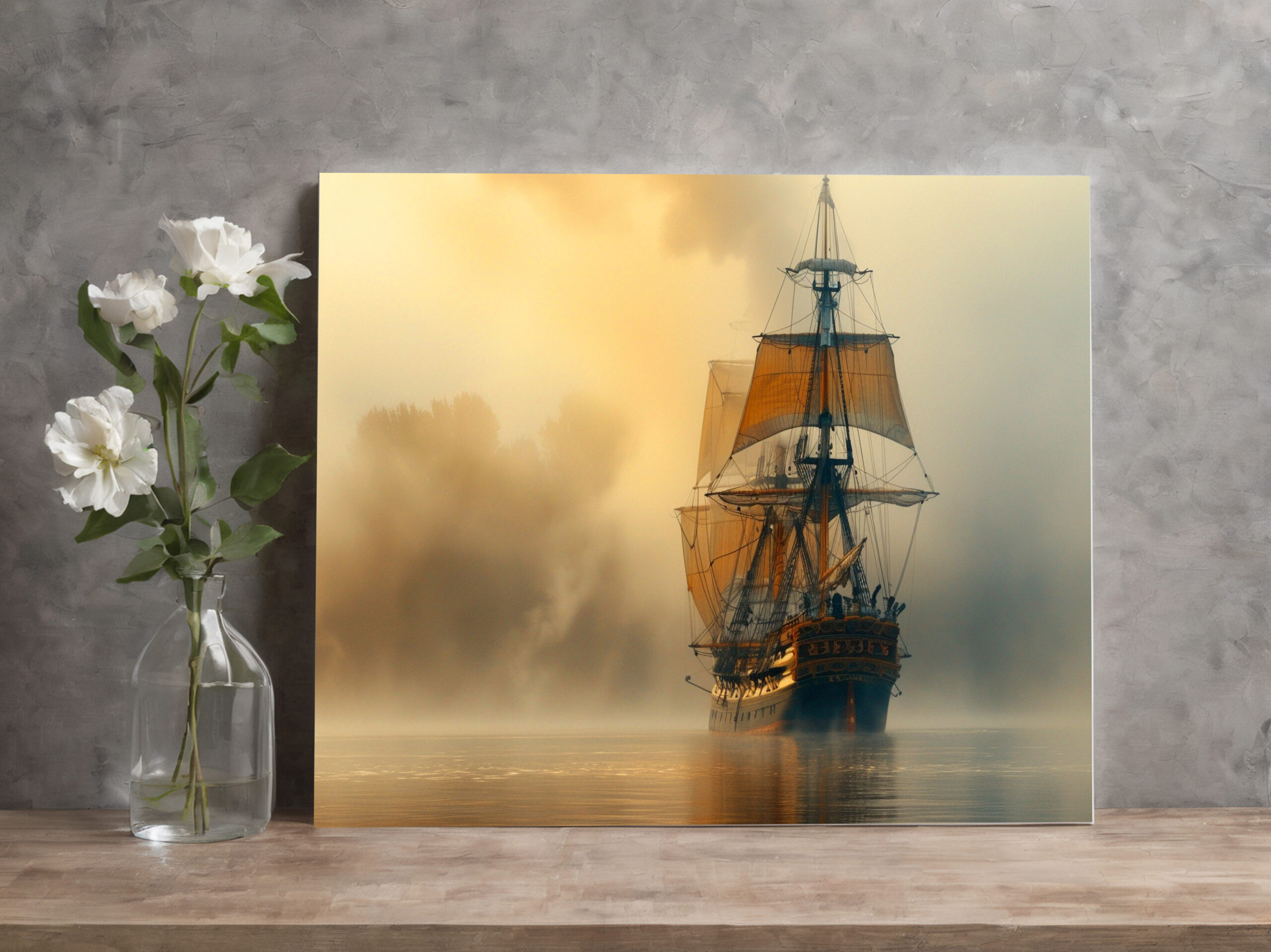 raxxa Canva: Historisches Segelschiff an der Küste im Nebel – Bild 3