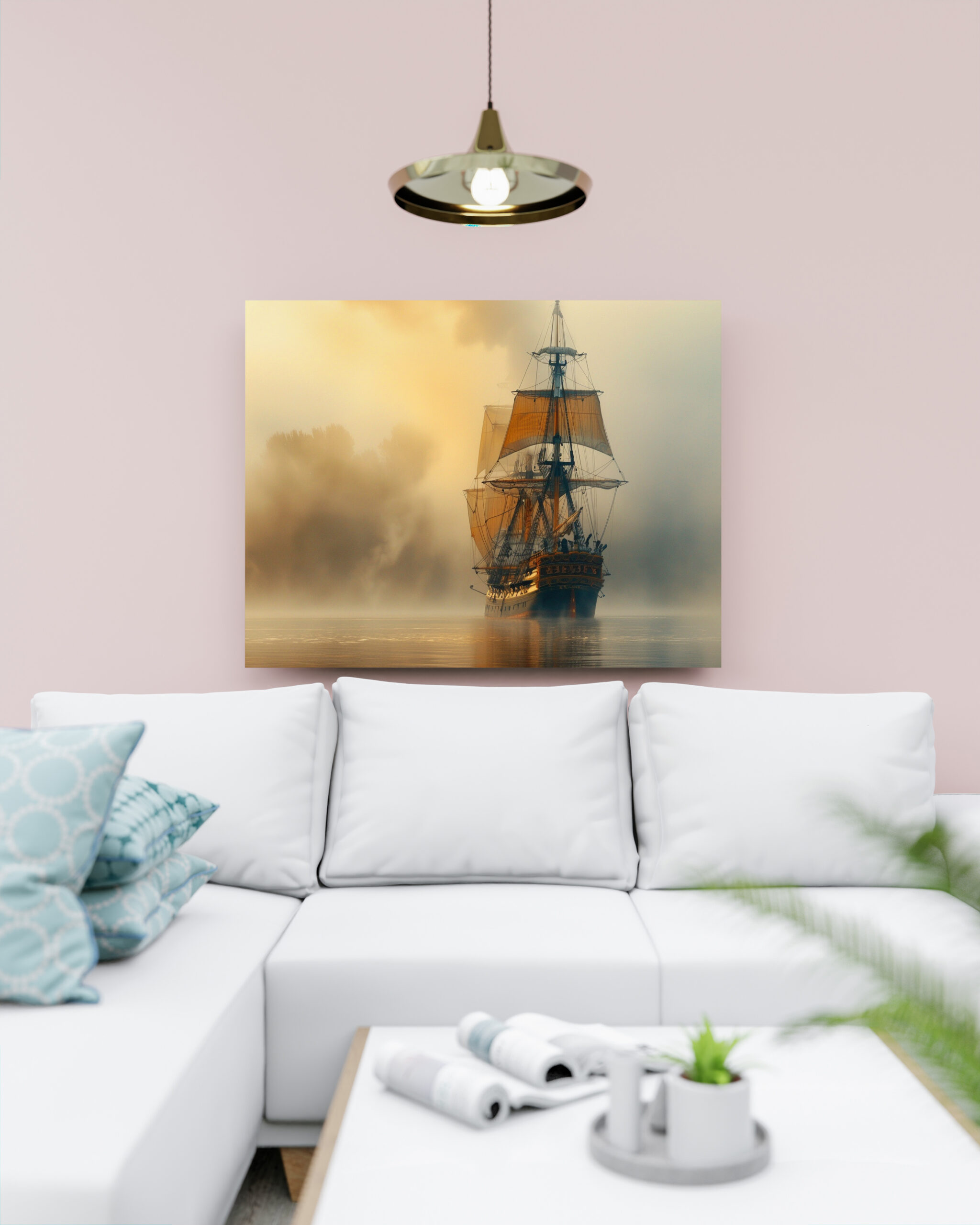 raxxa Canva: Historisches Segelschiff an der Küste im Nebel – Bild 2