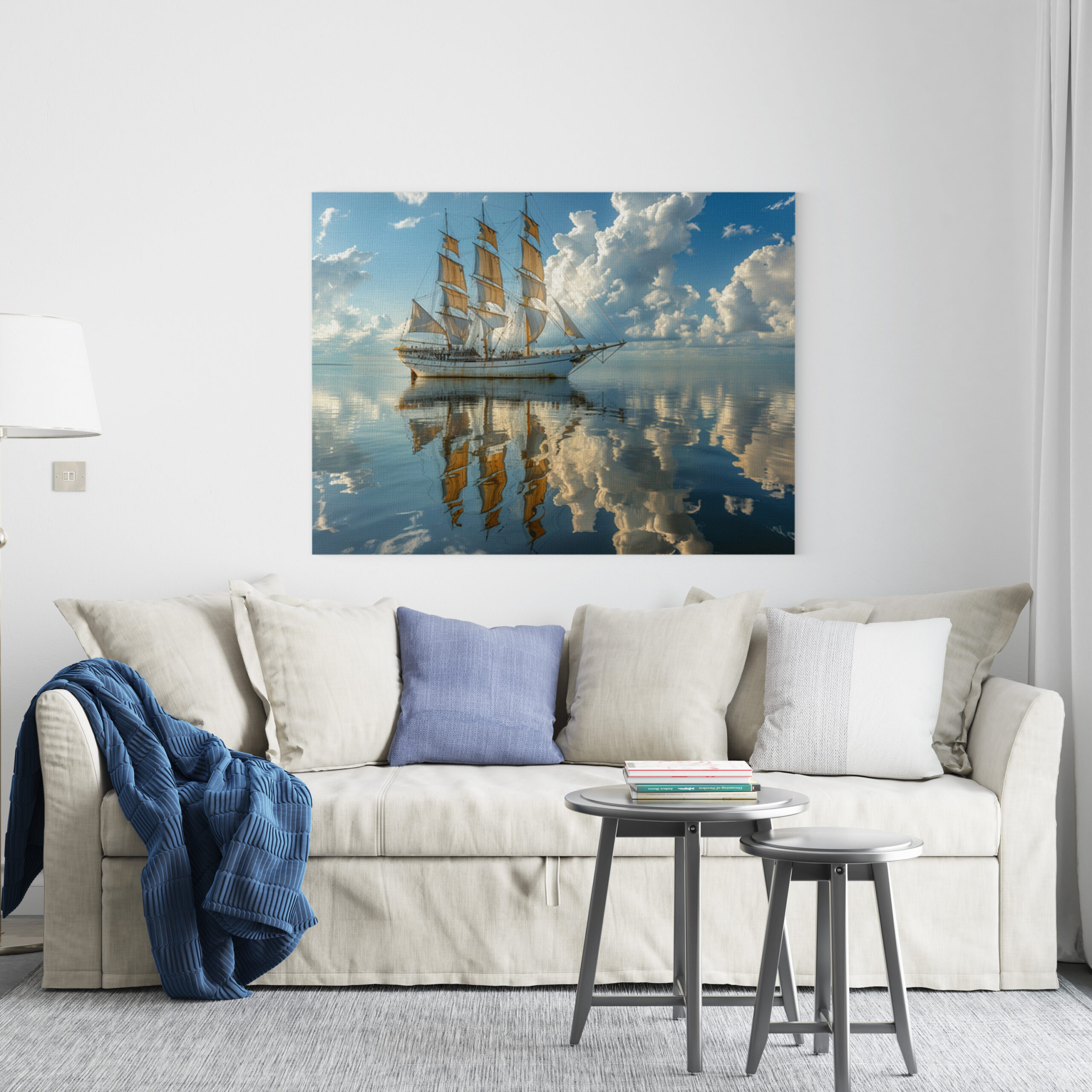 raxxa Canva: Segelschiff und Wolken mit Spiegelung