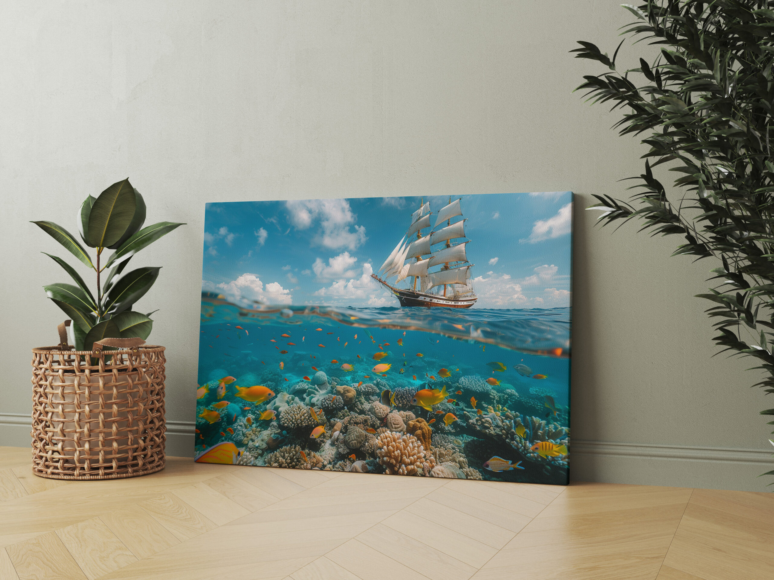 raxxa Canva: Segelschiff und Korallen mit Fischen – Bild 2