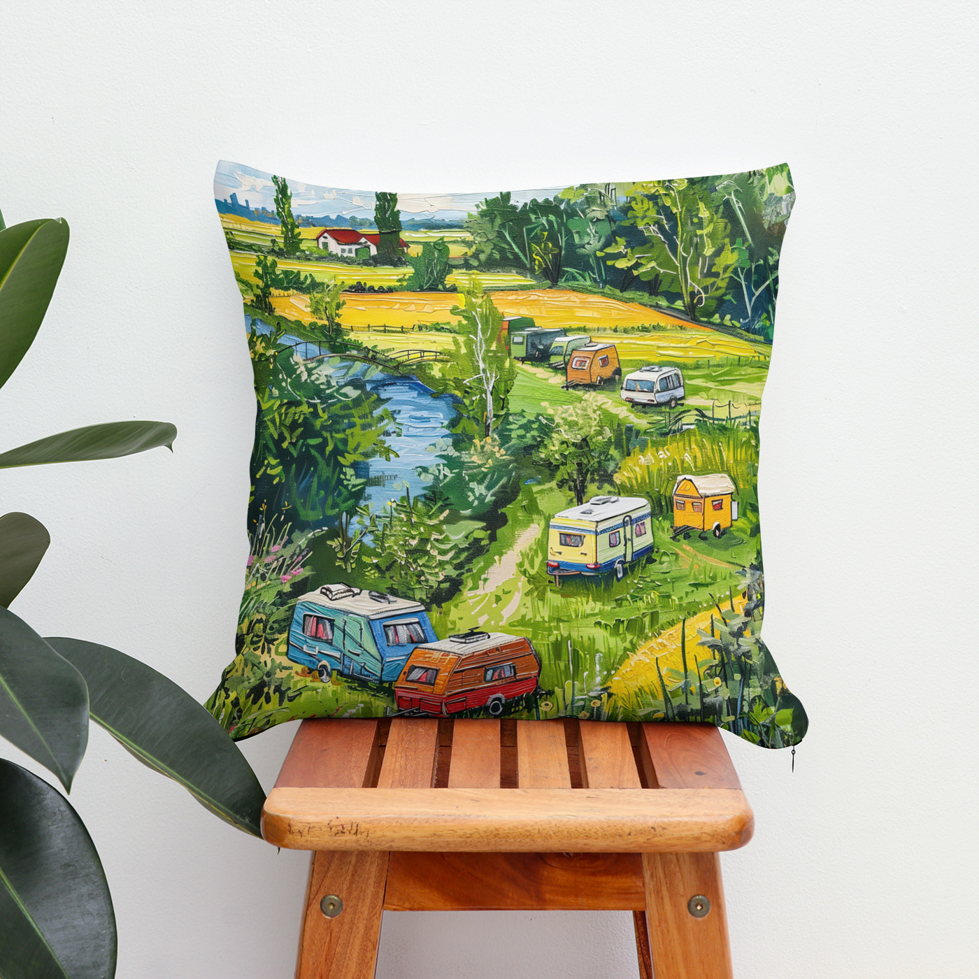 Kissen: Camper Vans by Tulip Fields Fantasy Painting