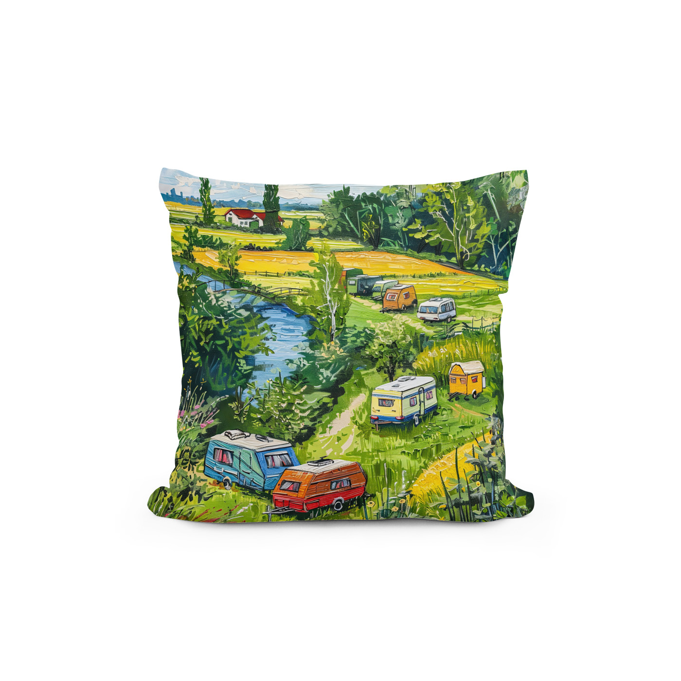 Kissen: Camper Vans by Tulip Fields Fantasy Painting - immagine 2