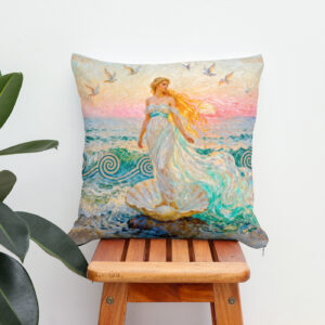 Kissen: Aphrodite Rising from Seashell at the Ocean Shore