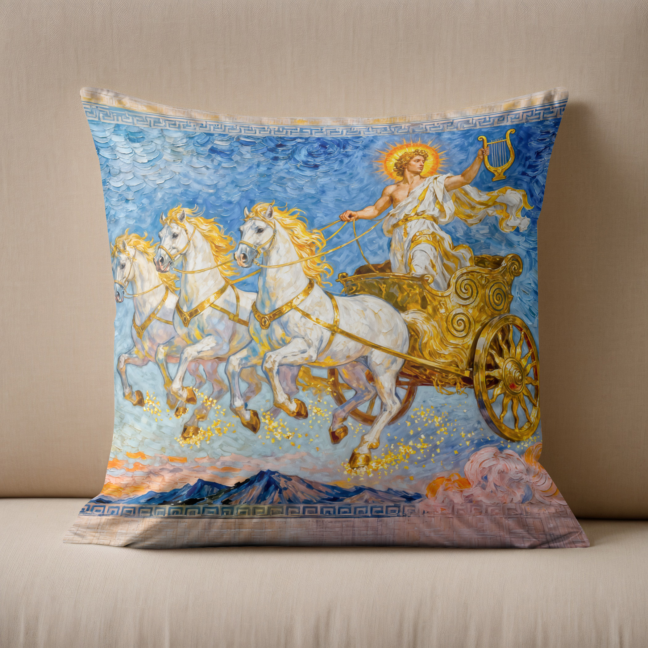 Kissen: Apollo in Sun Chariot Holding a Golden Harp