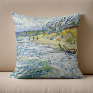 Kissen: Impressionist Stormy Baltic Sea at the Weststrand on the Darss Coast