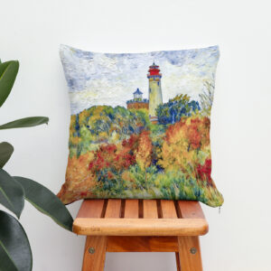 Kissen: Impressionist Autumn Scene at Kap Arkona Lighthouse on Ruegen Island