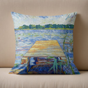 Kissen: Impressionist Wooden Pier at Ferch on the Schwielowsee Lake