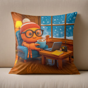 Kissen: Spy Crab Working Warm Indoors With Coffee