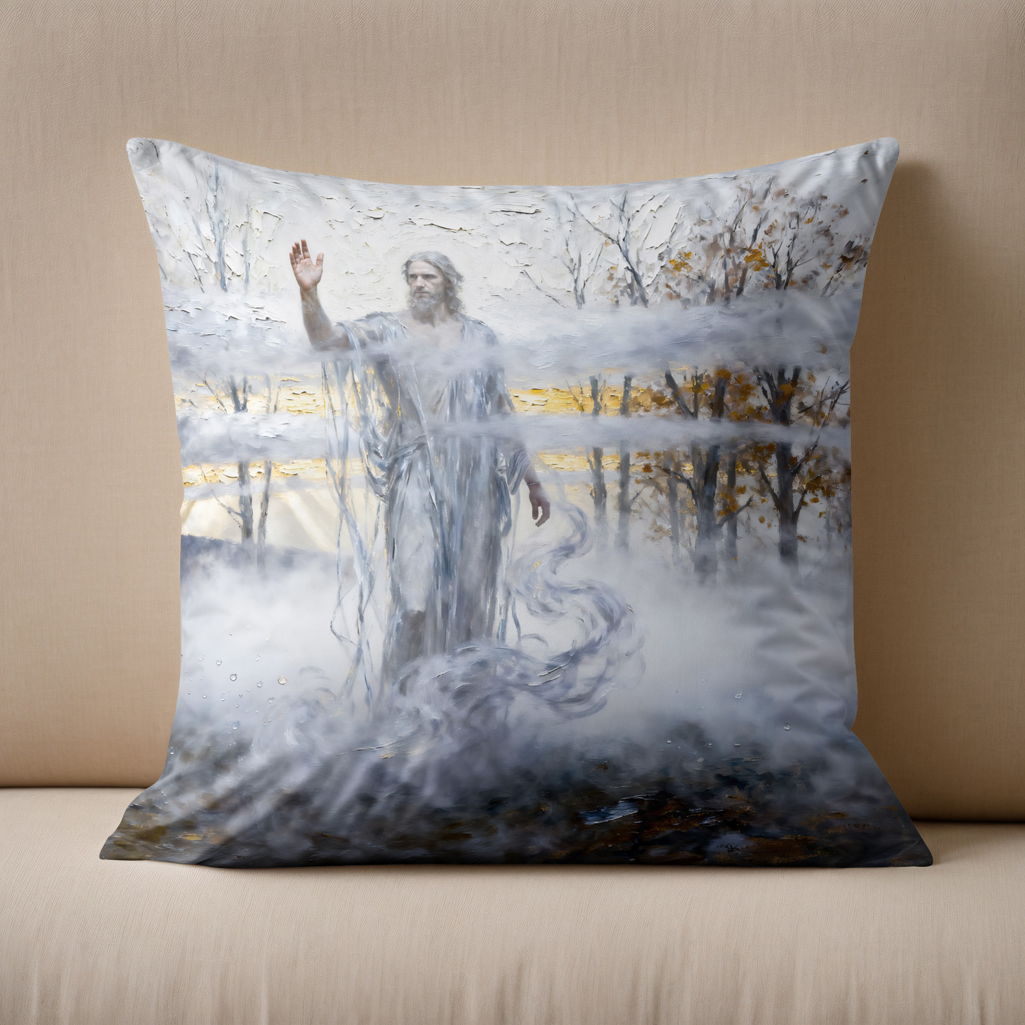 Kissen: Kaikias God of the Northeast Wind and Mist from Greek Mythology – Bild 2