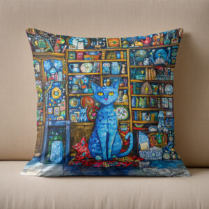 Kissen: Blue Cat by Colorful Shelf