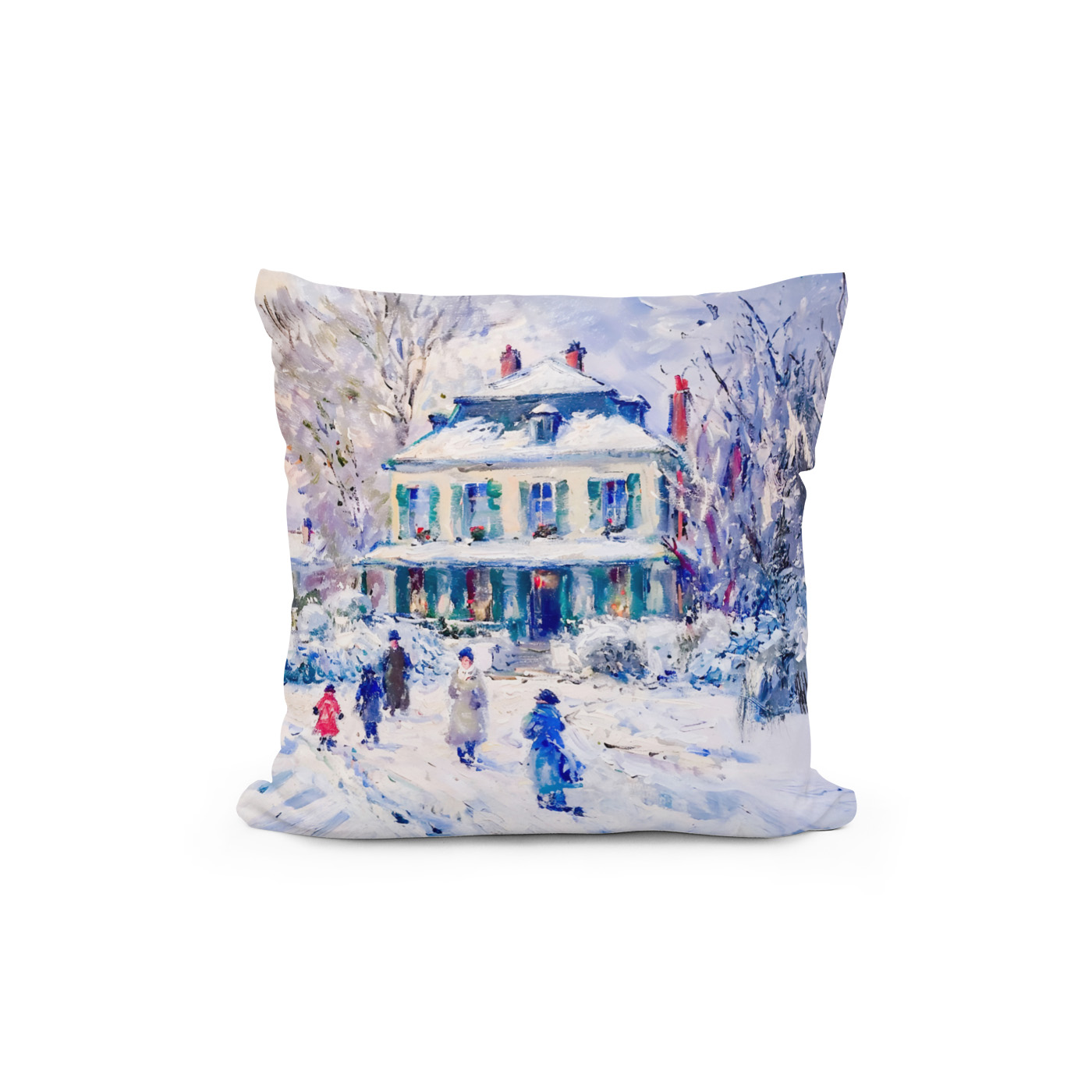Kissen: Impressionist Garden Art Mug Winter Garden House Scene – Image 2