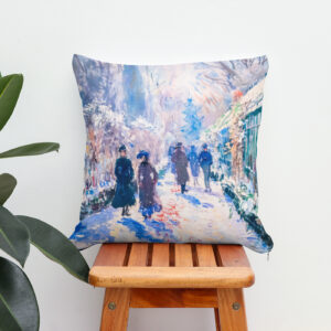 Kissen: Impressionist Garden Art Mug Winter Pathway Scene