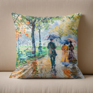 Kissen: Impressionist Garden Art Mug Rainy Park Stroll