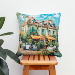 Kissen: Impressionist Garden Art Mug Summer House Gathering