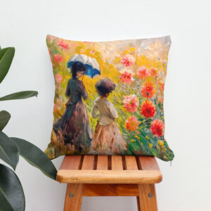 Kissen: Impressionist Garden Art Mug Dahlia Garden Path
