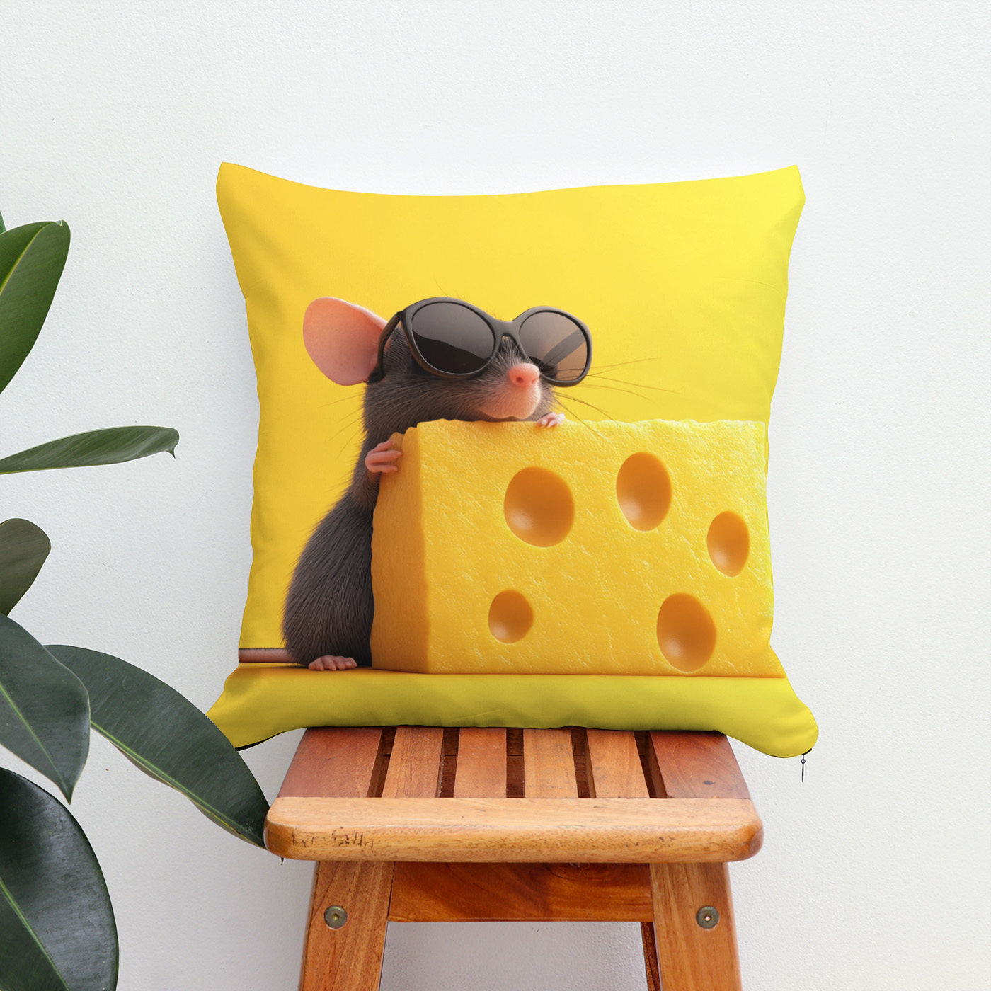 Kissen: Käse ganz cool - Maus mit Sonnenbrille