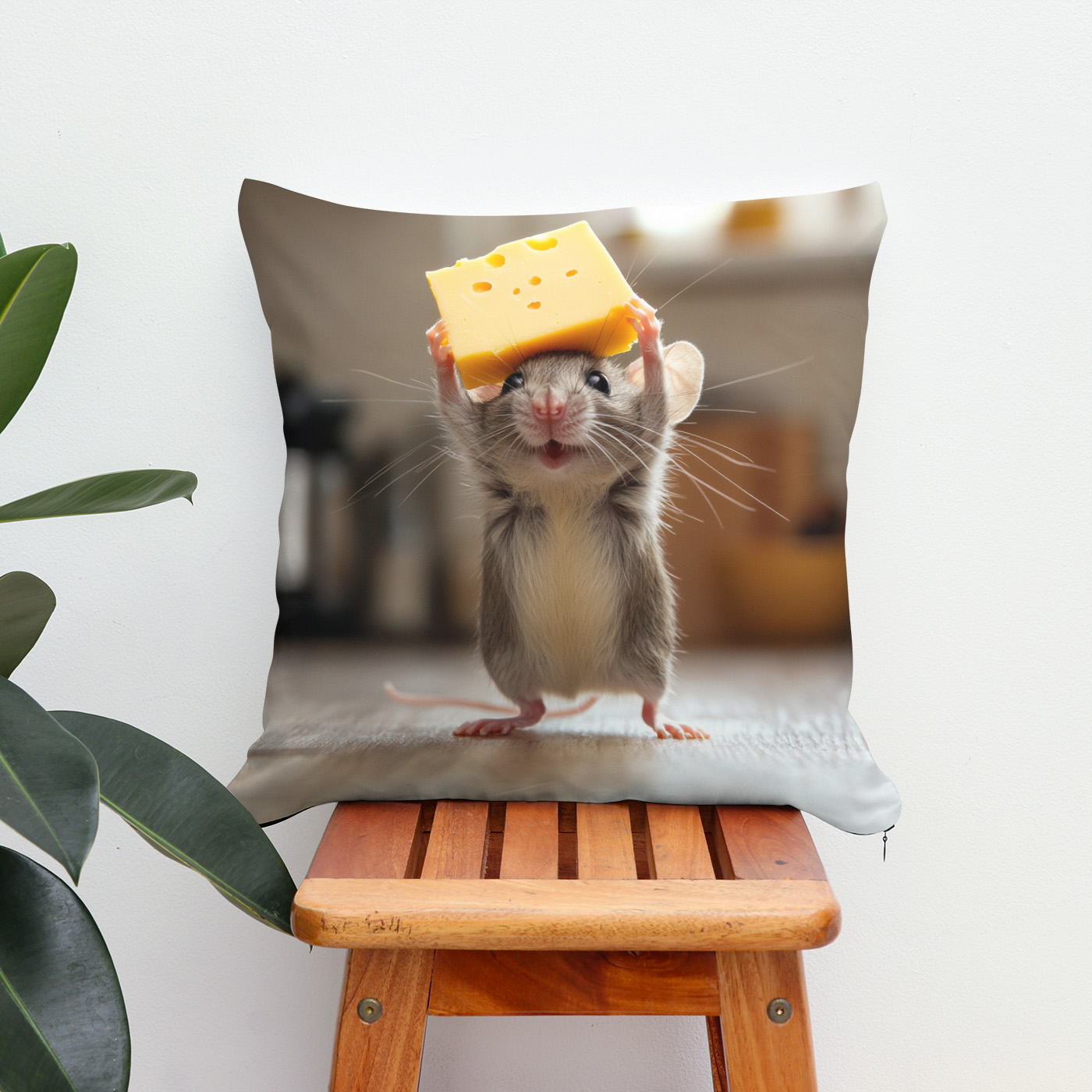Kissen: Mein Stück - drollige Maus und Käse - Imagen 2