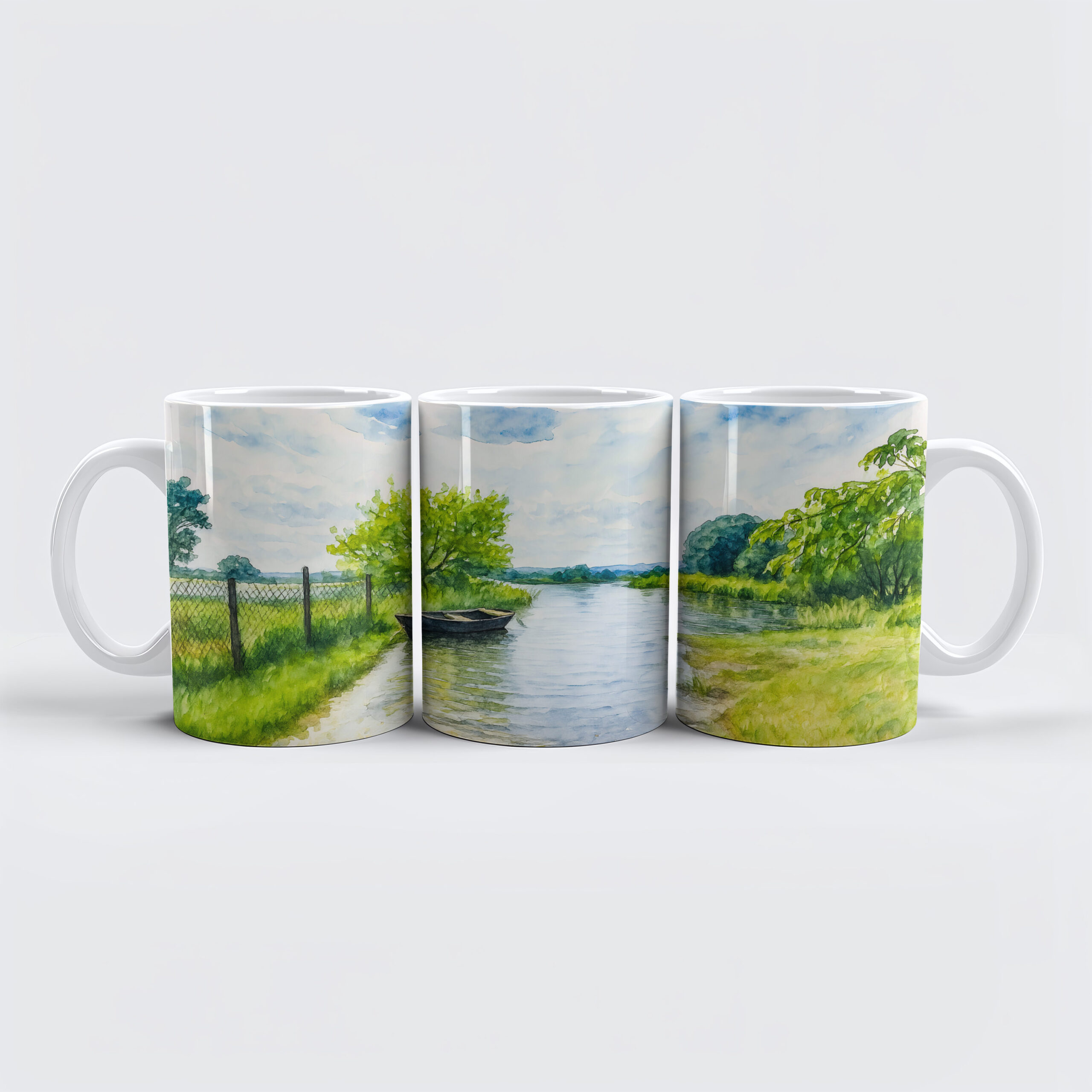raxxa Premium-Tasse: Spring flood Gülpe scene aquarell havelland