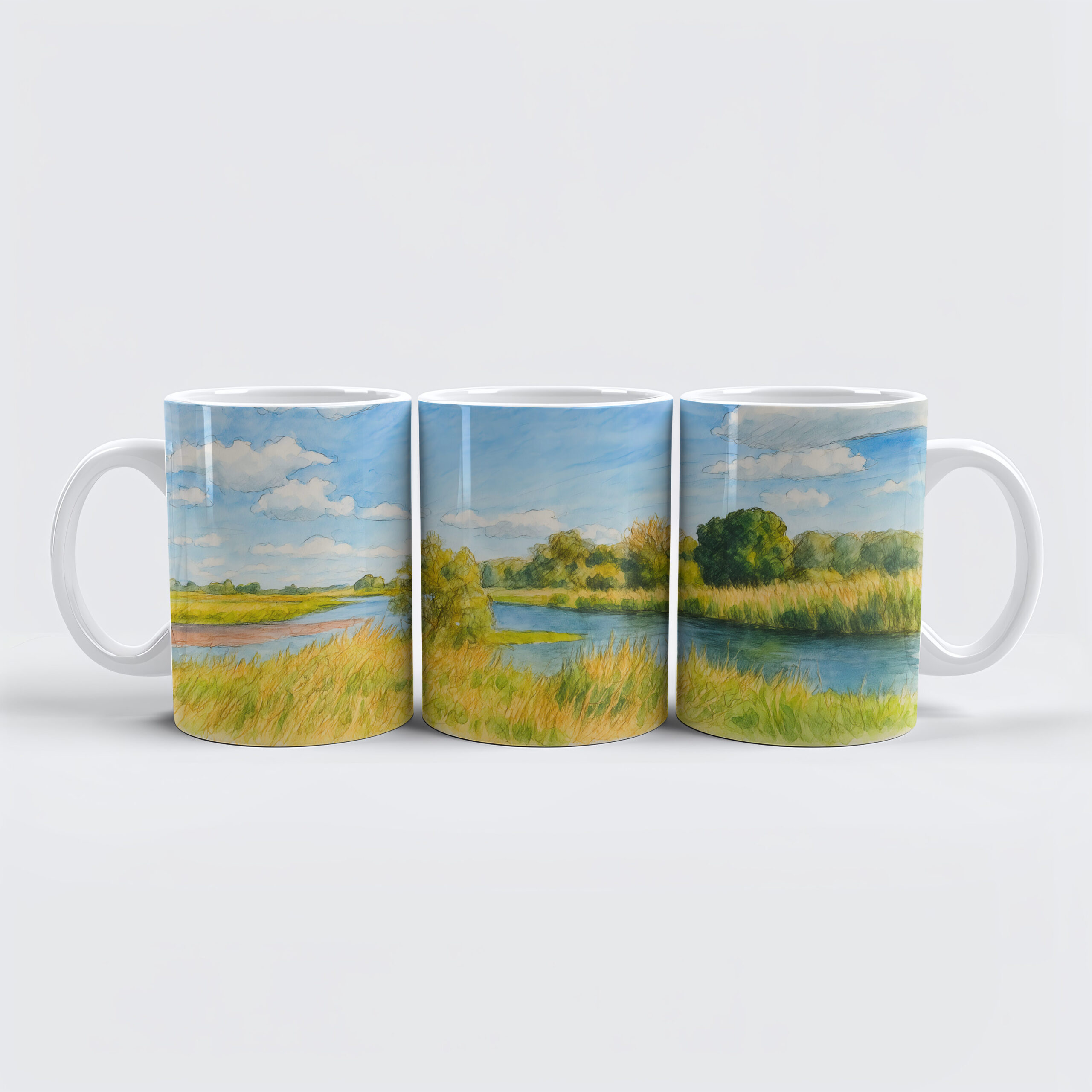 raxxa Premium-Tasse: Gülpe Havel view aquarell havelland style
