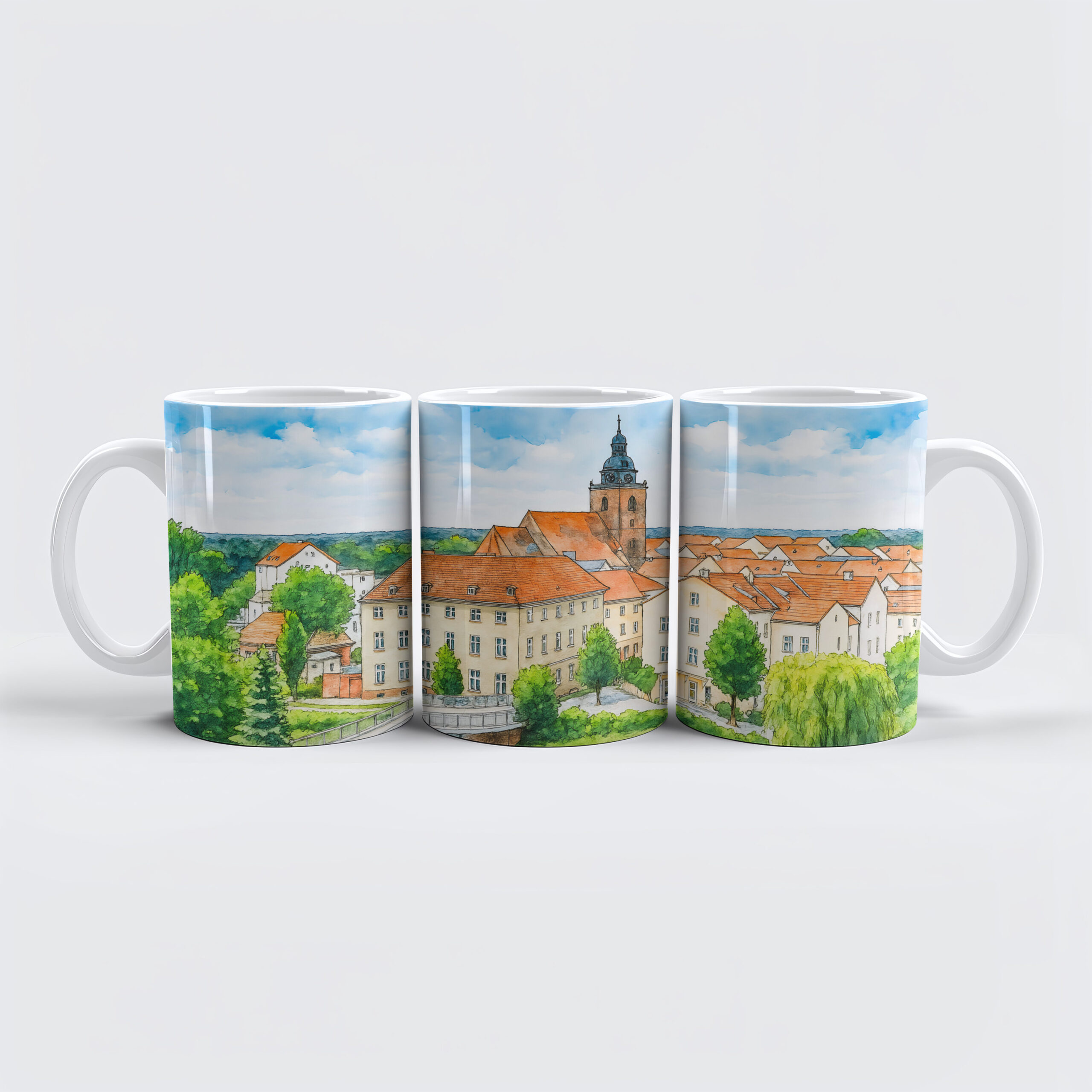 raxxa Premium-Tasse: Havelberg town center aquarell havelland