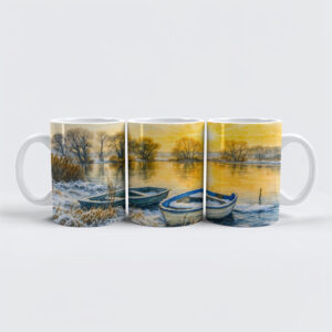 raxxa Premium-Tasse: Sunset boats riverside aquarell havelland