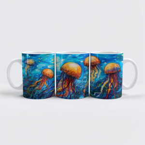raxxa Premium-Tasse: Jellyfish in Swirling Underwater Oil Painting